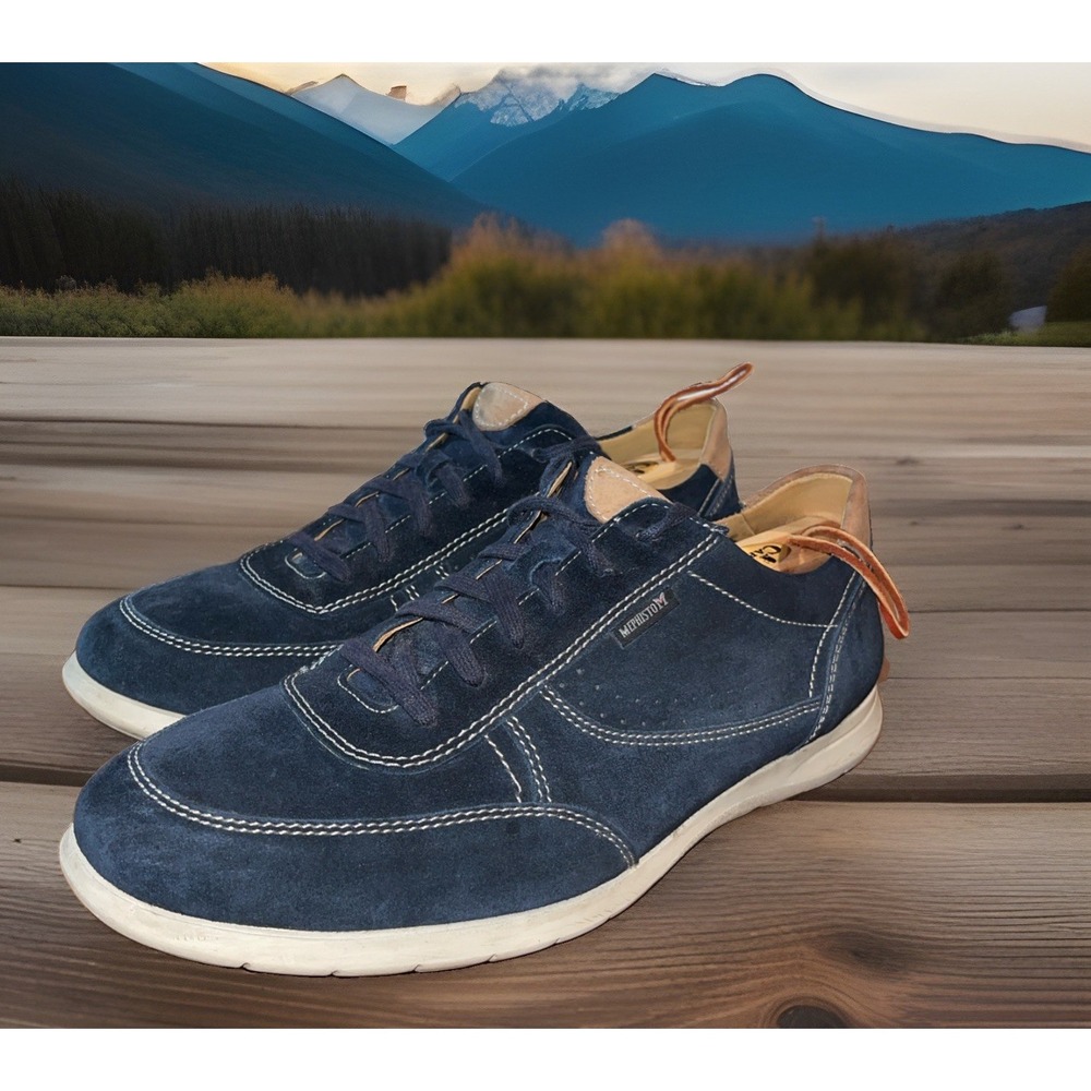 Mephisto Suede Casual Shoes Men 11.5 Navy Blue 9 4511313690 Runoff Jet - Picture 2 of 9